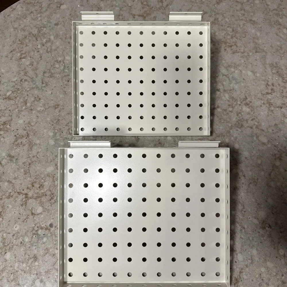 2 Pcs Slat Wall Shelves, Heavy Duty Metal Slatwall Garage 10x12 White